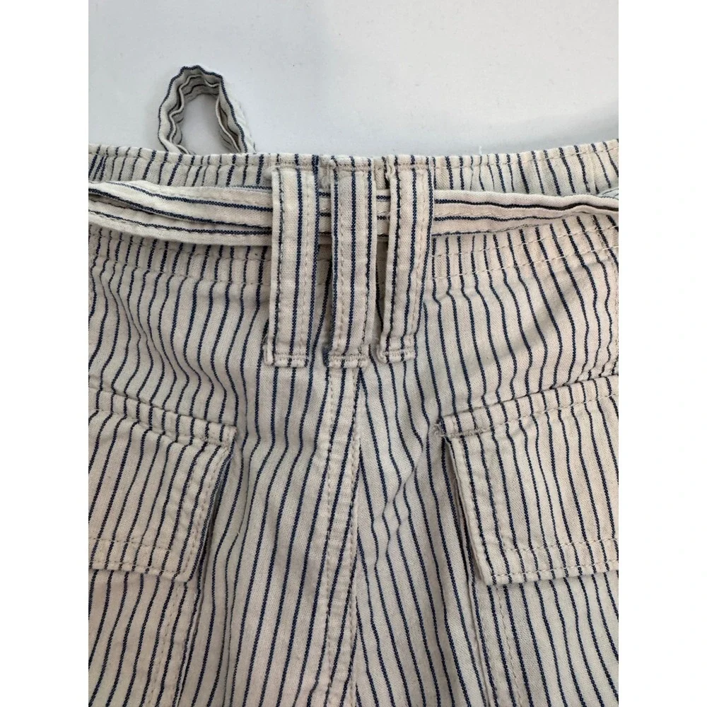 American Eagle Striped Shorts High Waist Tie Front Pockets Casual Size  2 w belt